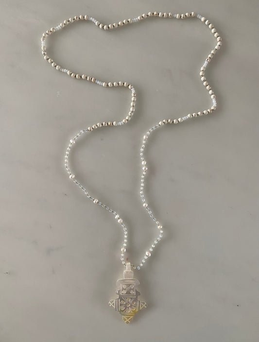 MOTHER OF PEARL ETHIOPIAN BOHEMIAN TALISMAN