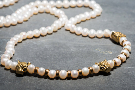 COCO PEARL LEOPARD DOUBLE NECKLACE