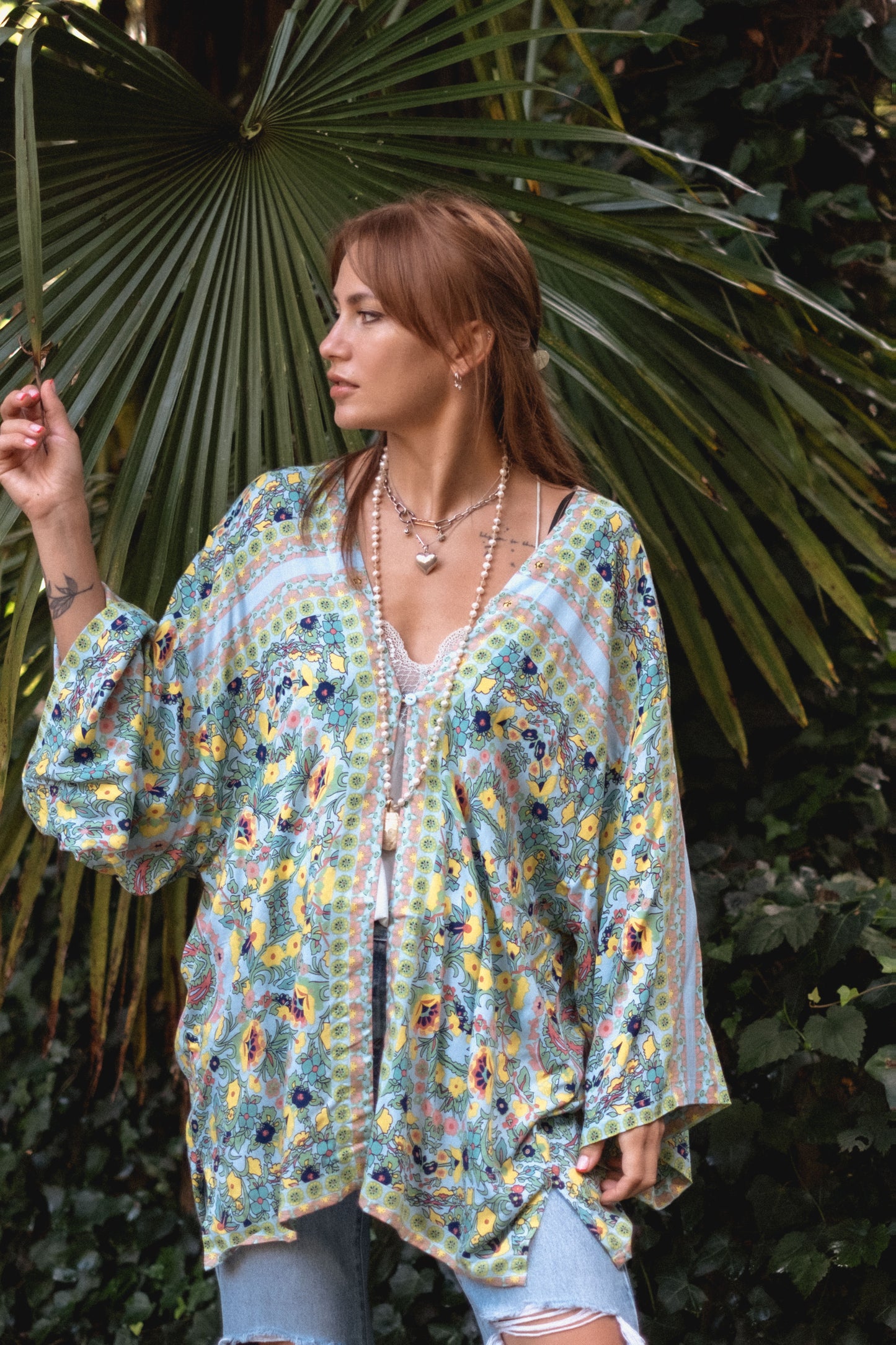 CALIFORNIA SHORT KIMONO JACKET IN OCEAN HAZE