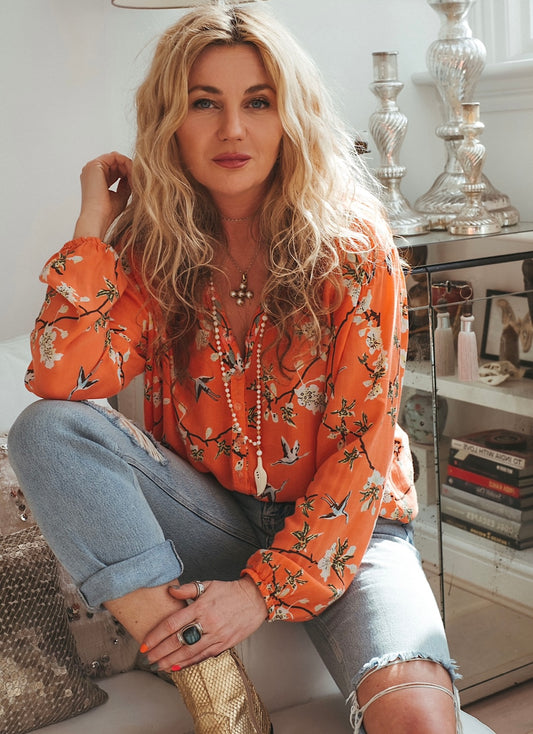 KYOTO LOUNGE SHIRT IN LIVING CORAL