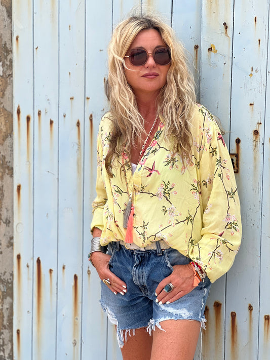 KYOTO LOUNGE SHIRT IN SUNLIGHT YELLOW