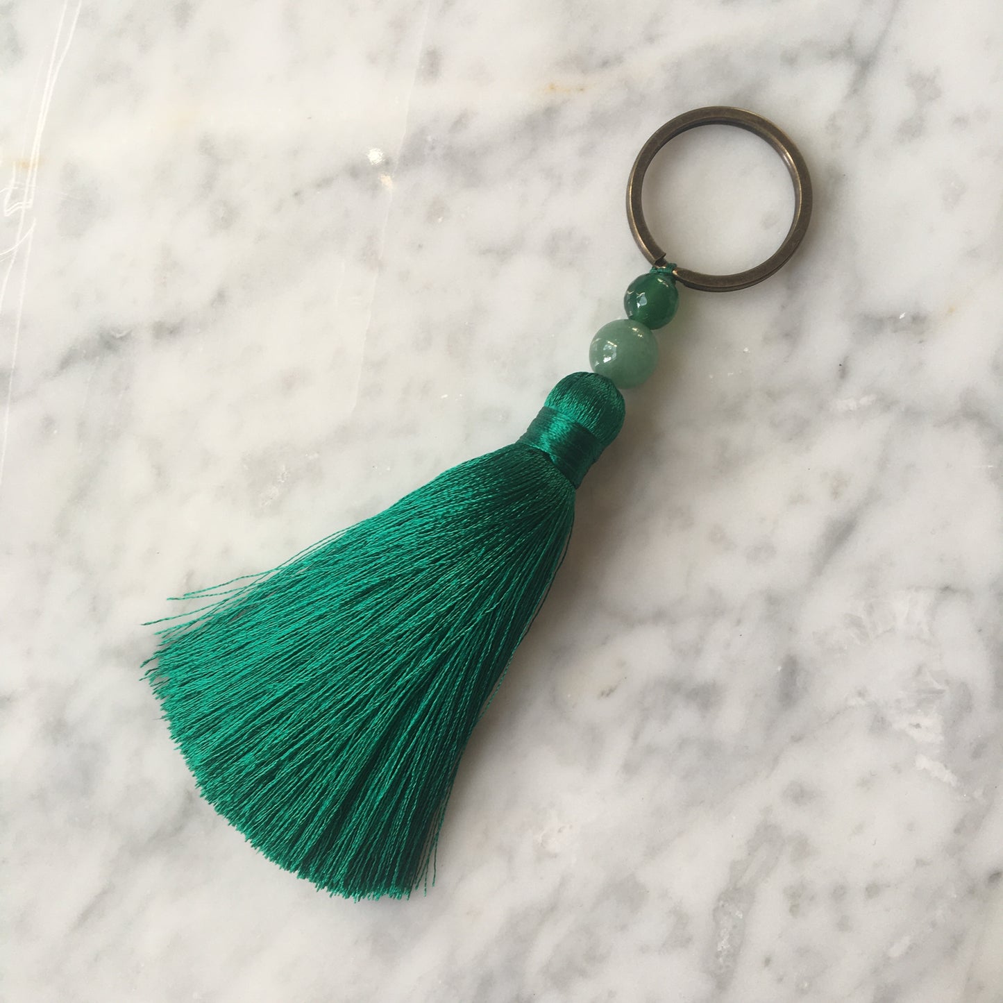 EMERALD SILK TASSEL BAG CHARM