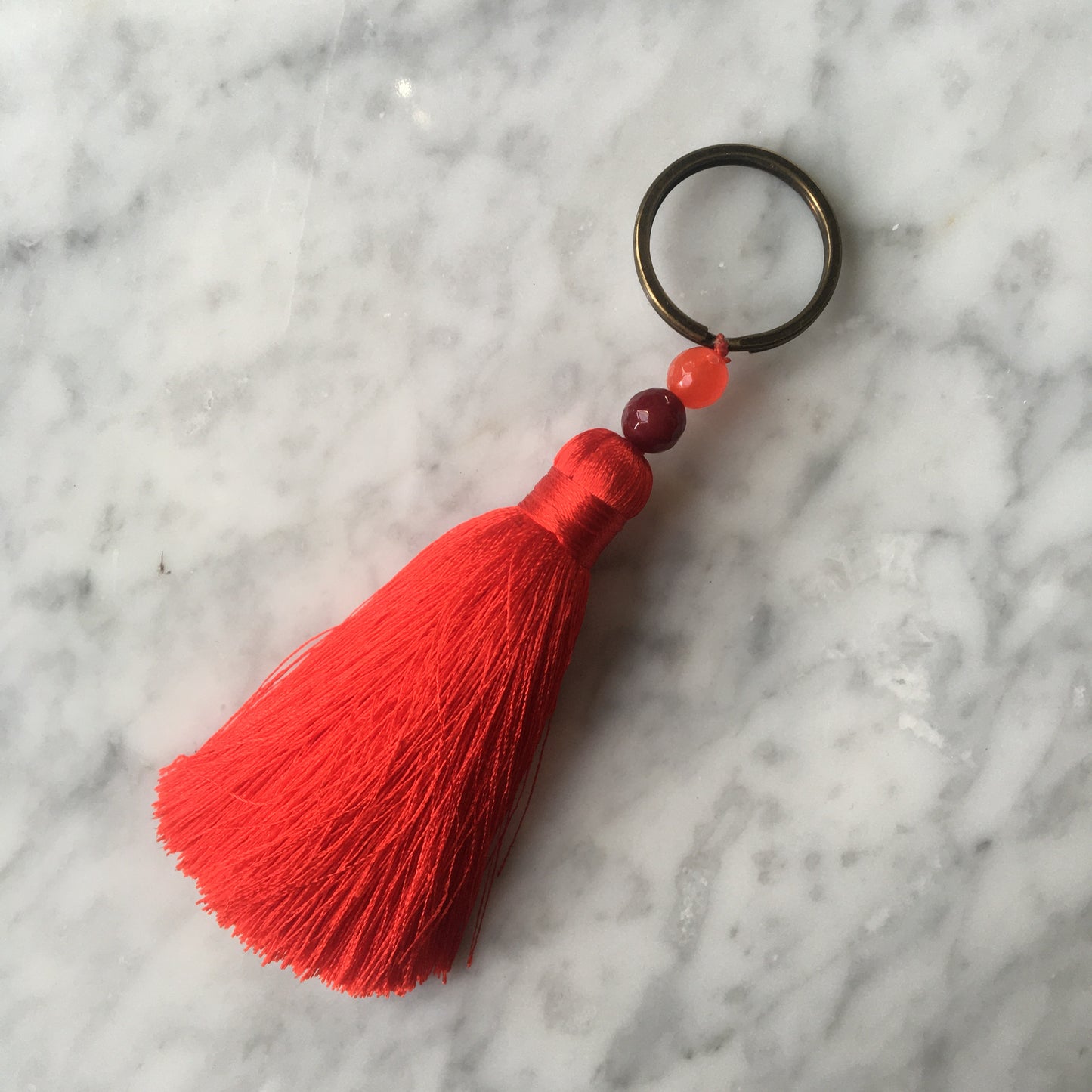 SCARLET SILK TASSEL BAG CHARM