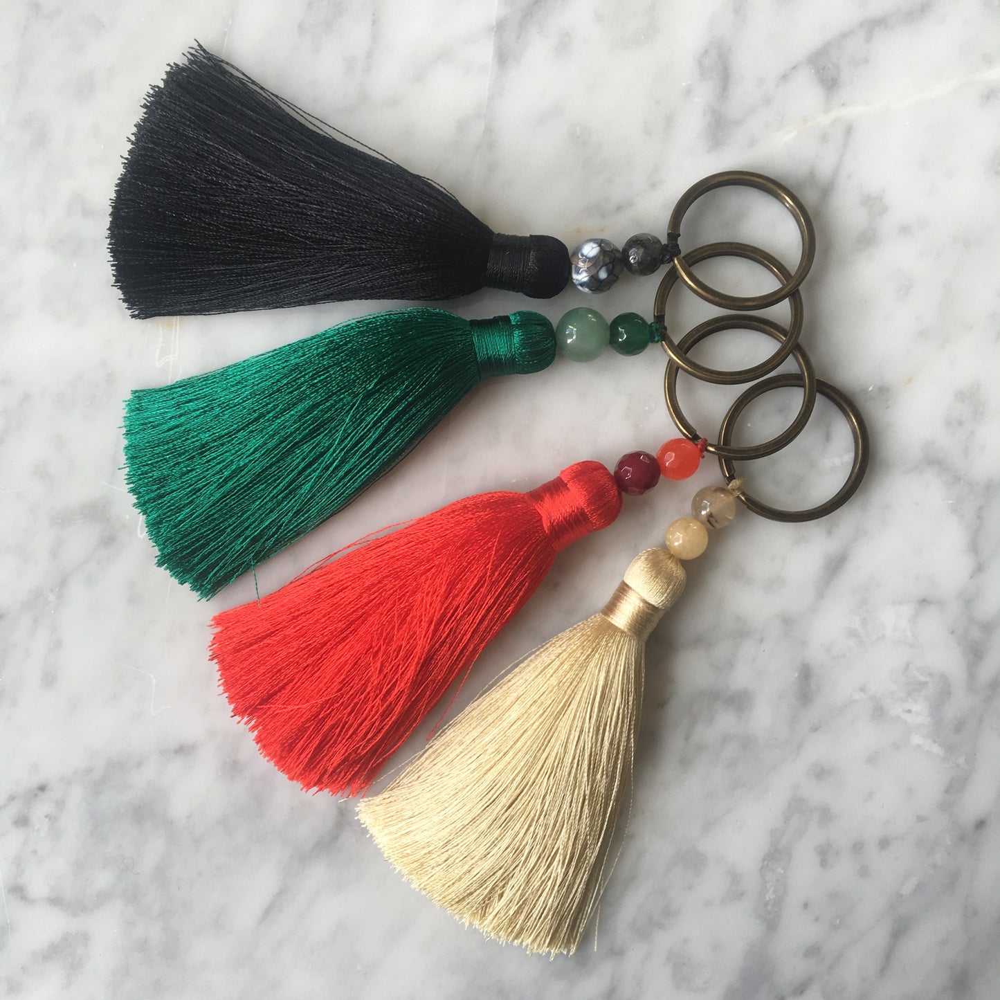 EMERALD SILK TASSEL BAG CHARM