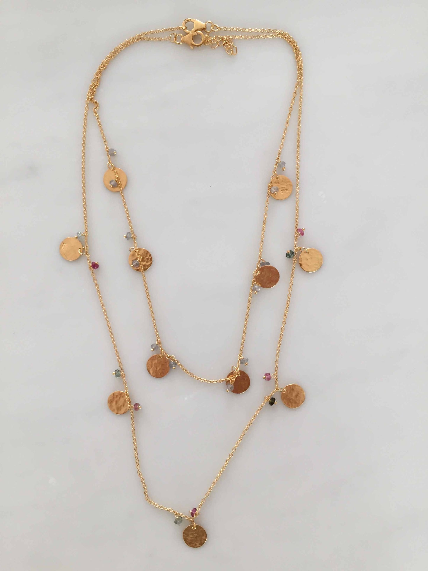 LABRADORITE SIX DISC NECKLACE GOLD