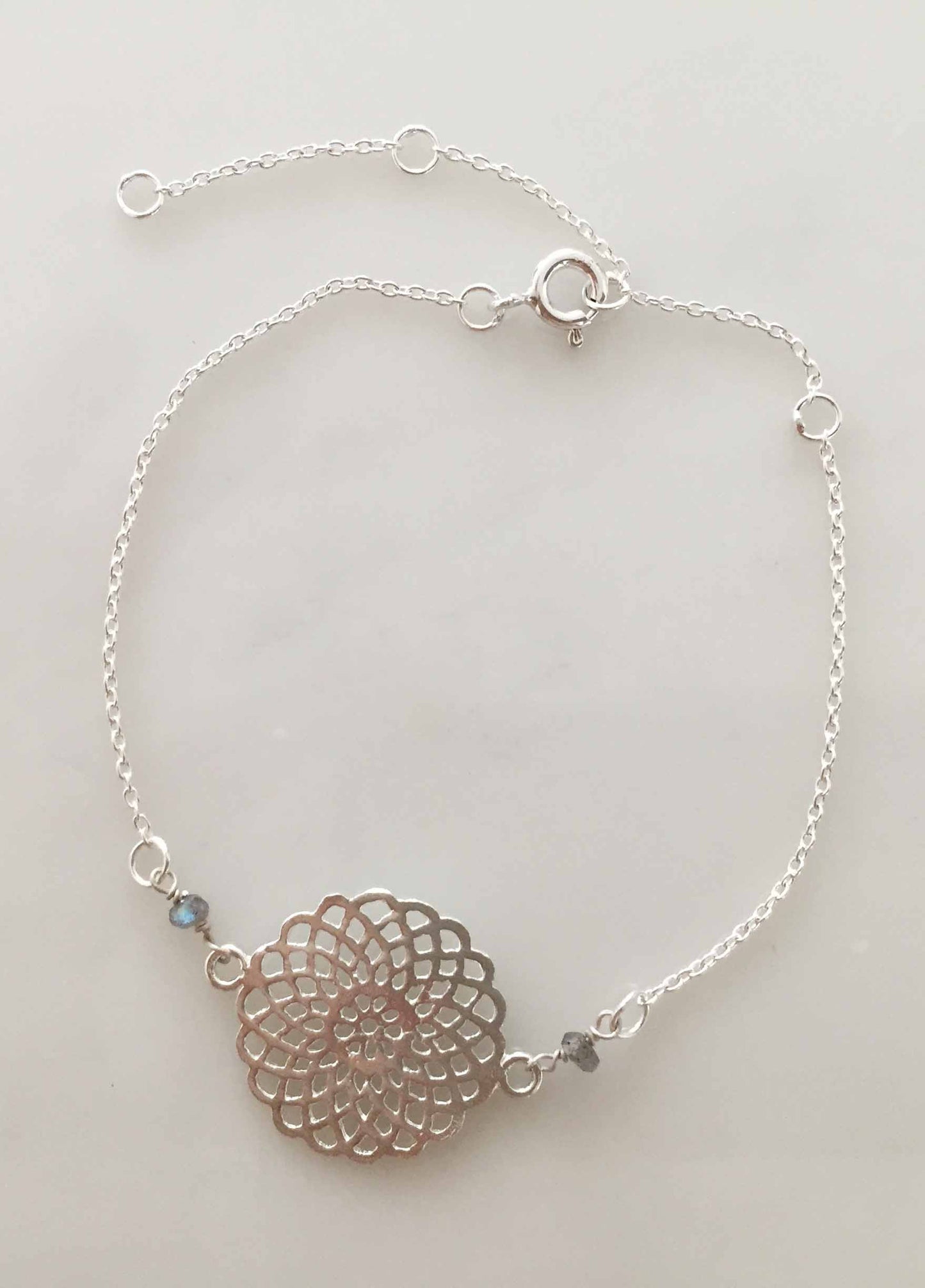 INFINITY MANDALA LABRADORITE BRACELET SILVER