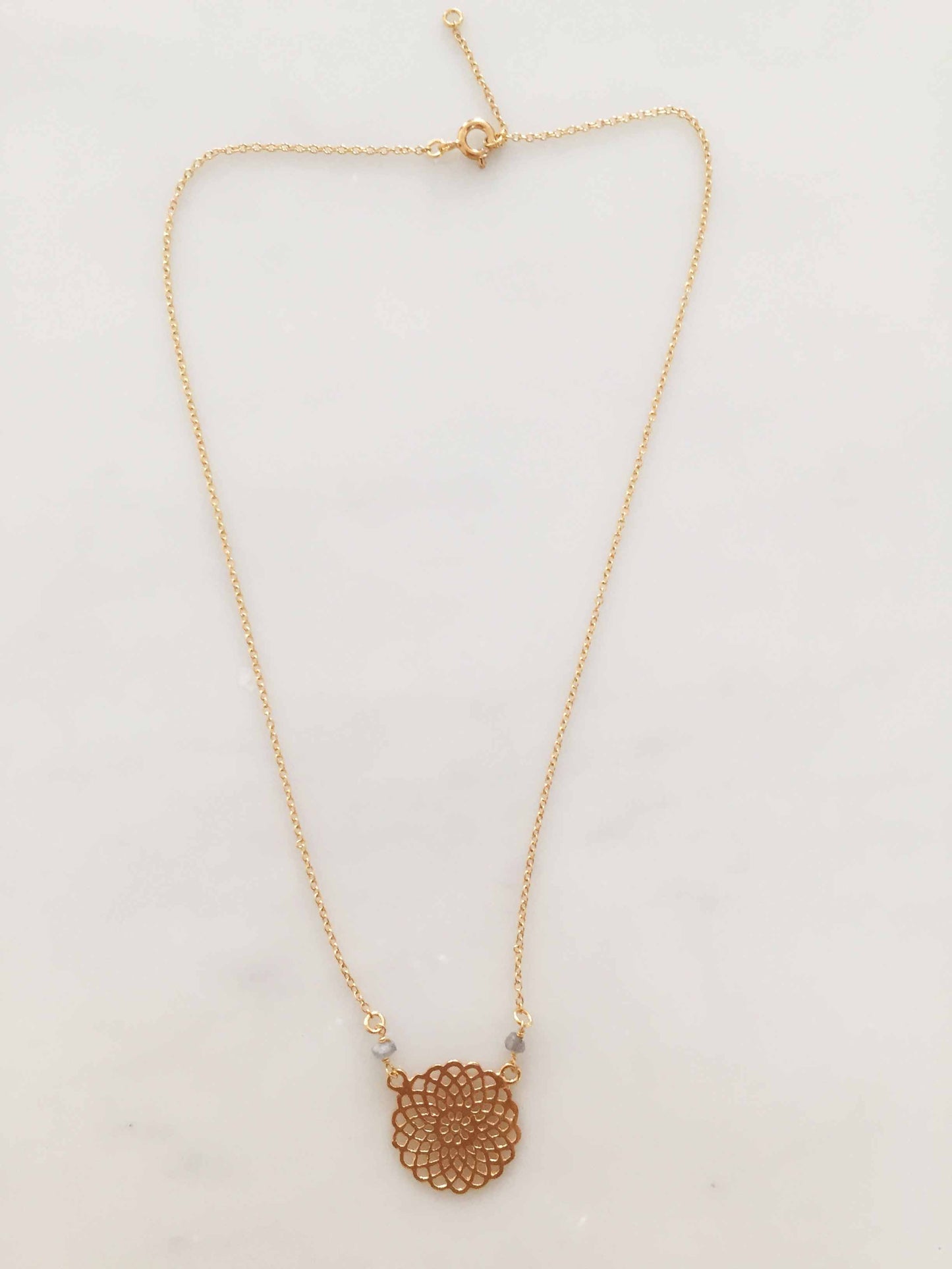 INFINITY MANDALA LABRADORITE PENDANT GOLD