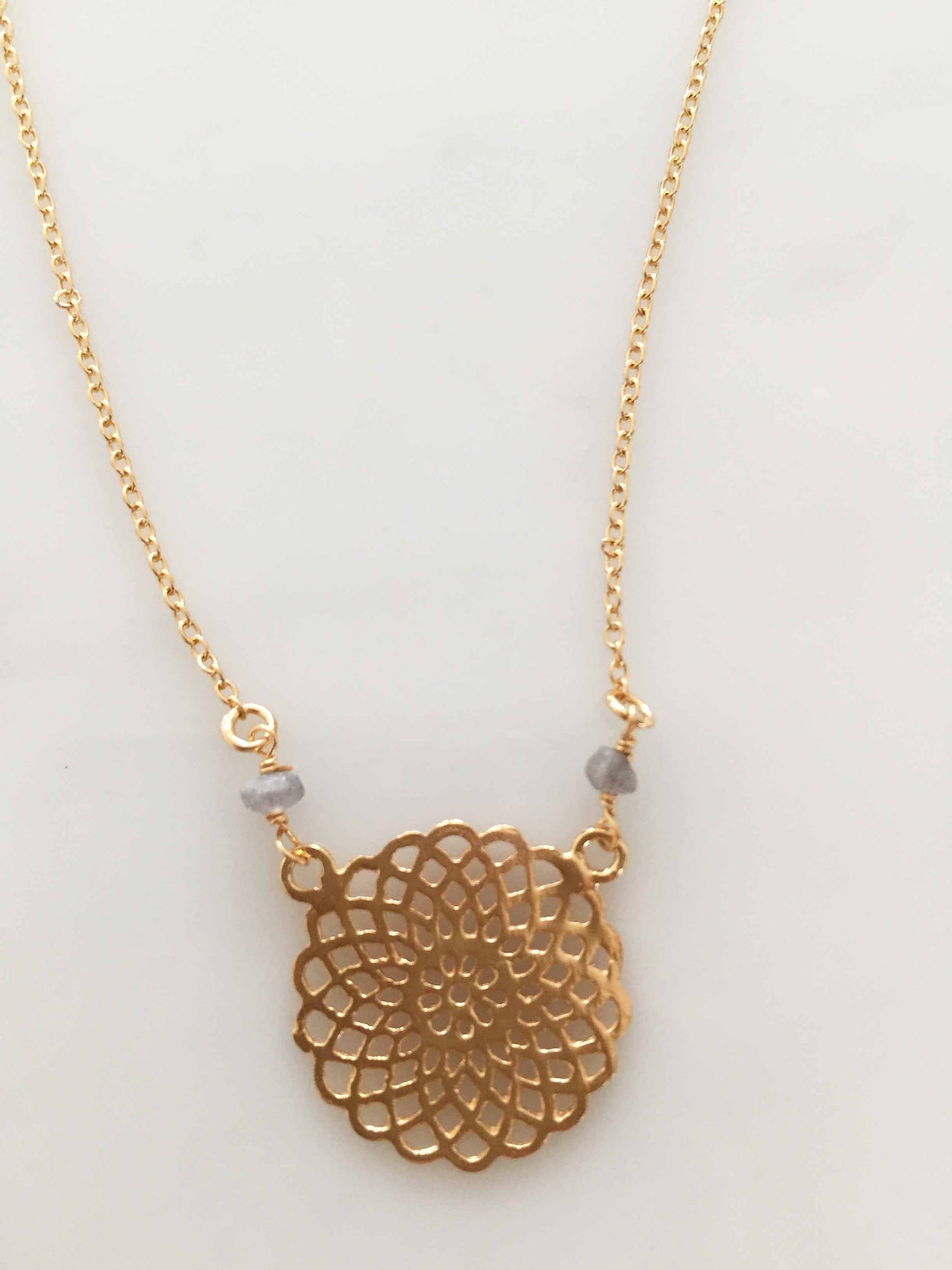 INFINITY MANDALA LABRADORITE PENDANT GOLD