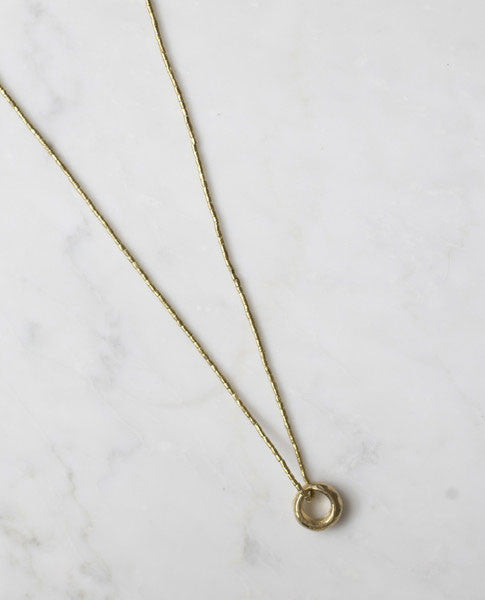 SMALL ETHIOPIAN PROMISE RING ON BEADED CHAIN