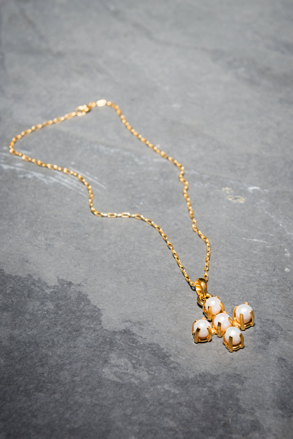 PEARL CROSS PENDANT GOLD 41cm