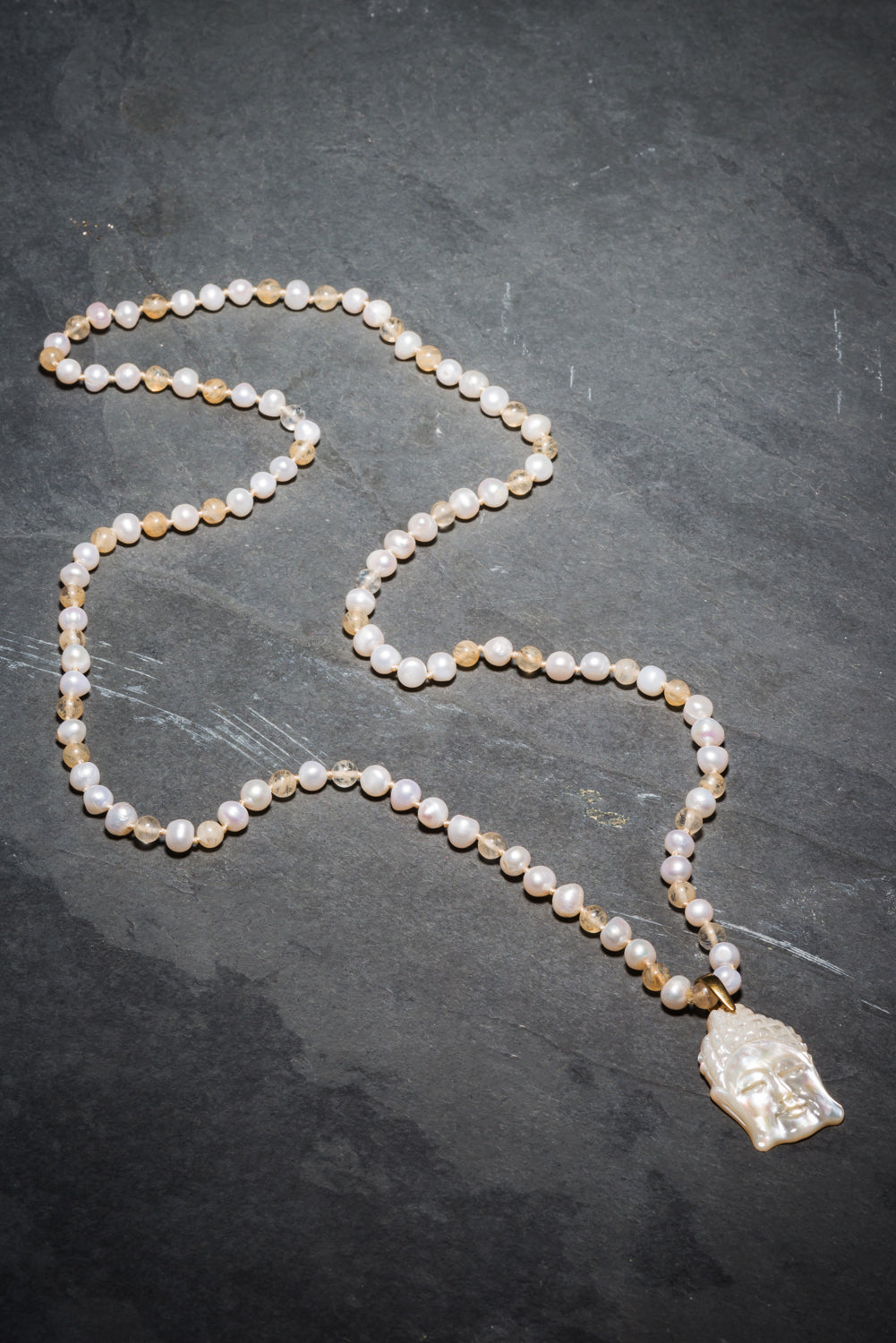 MOTHER OF PEARL BUDDHA NECKLACE