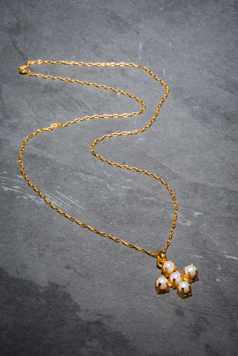 PEARL CROSS PENDANT GOLD 75cm
