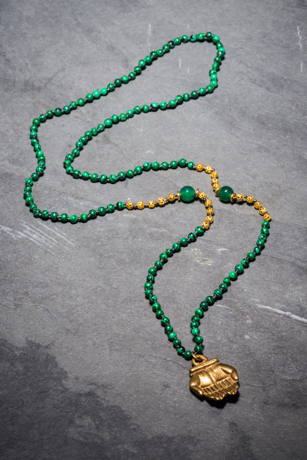 MALACHITE PRAYER HANDS PENDANT