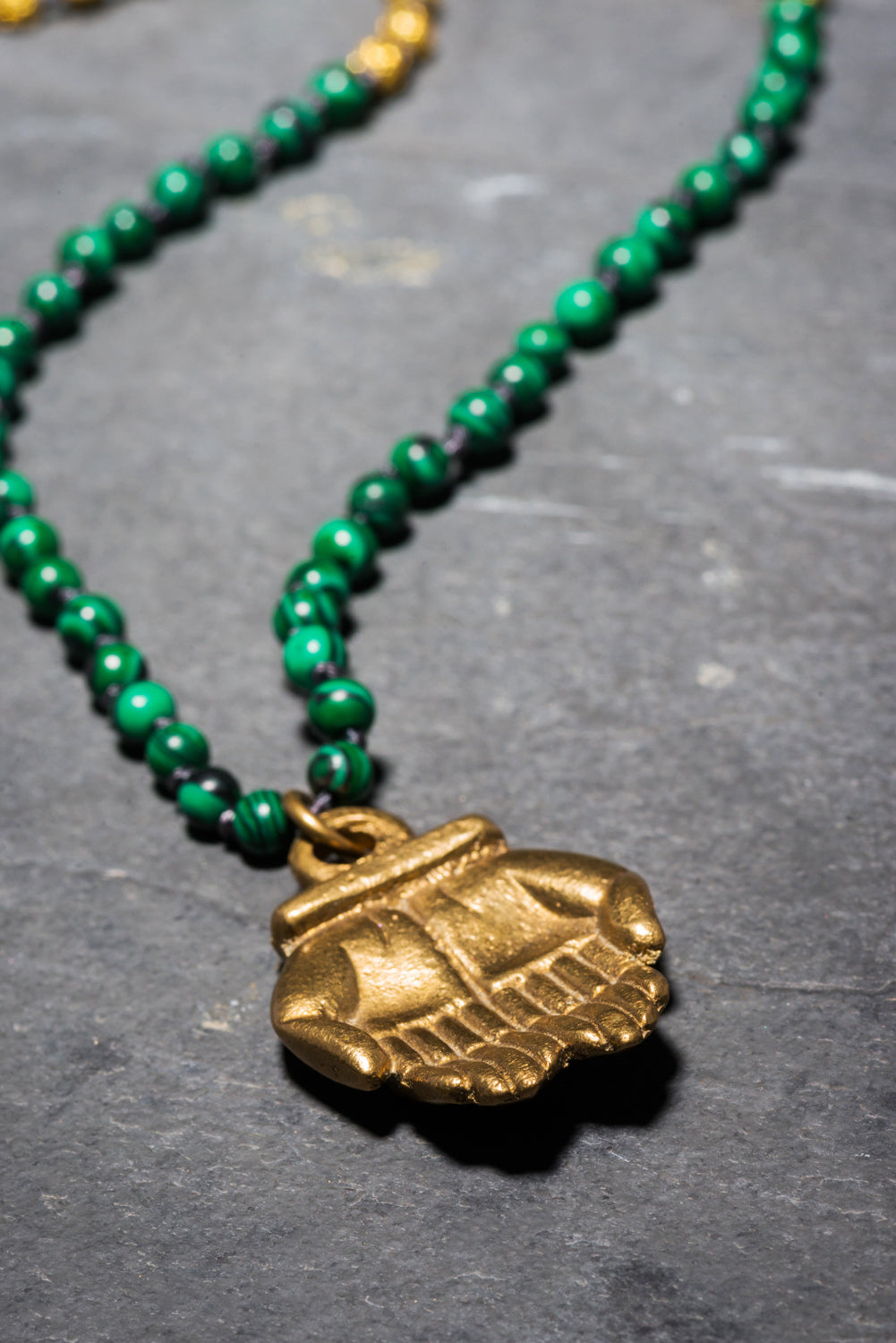MALACHITE PRAYER HANDS PENDANT
