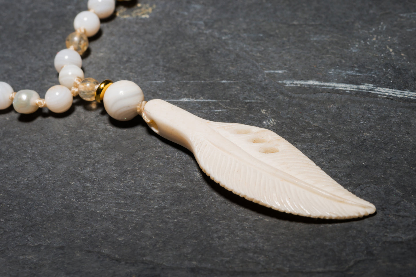PEARL SHELL FEATHER NECKLACE