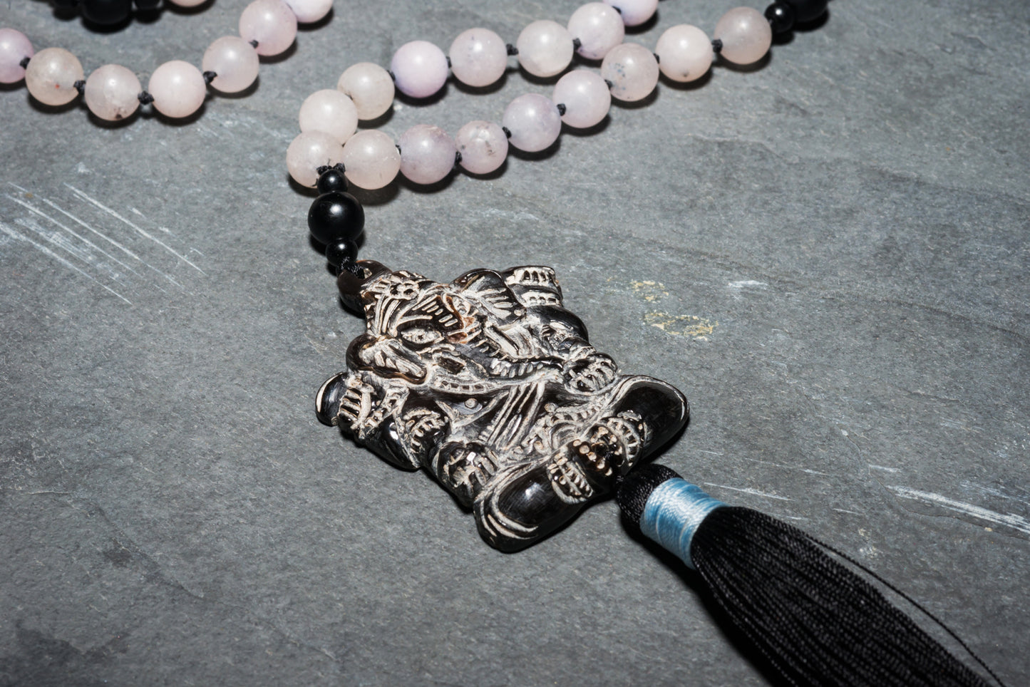 ONYX + BLASTED AGATE GANESHA MALA