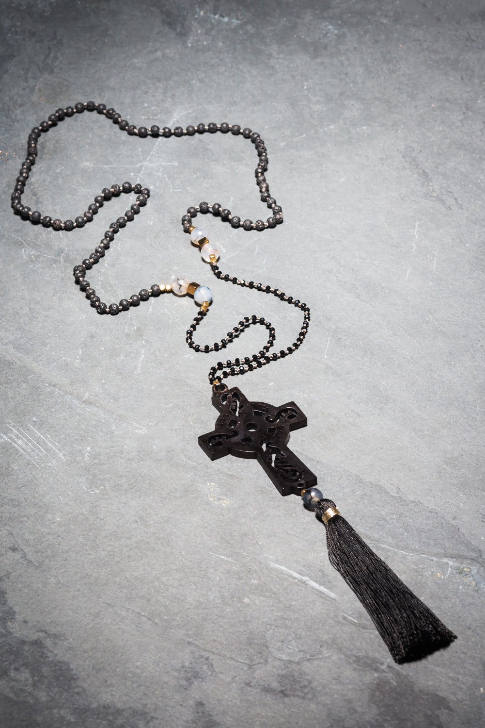 BALINESE BLACK CROSS WITH TASSEL