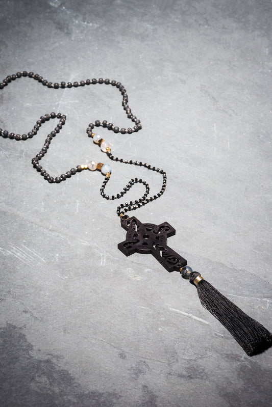 BALINESE BLACK CROSS WITH TASSEL