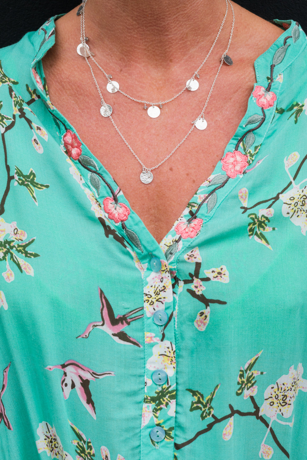 LABRADORITE SIX DISC NECKLACE SILVER