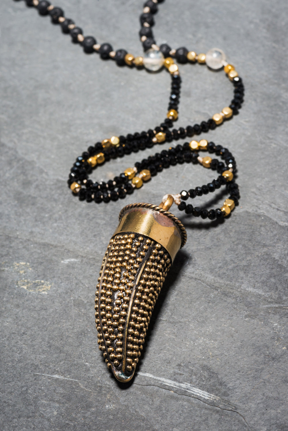 FINE CHLOE STUDDED TUSK PENDANT