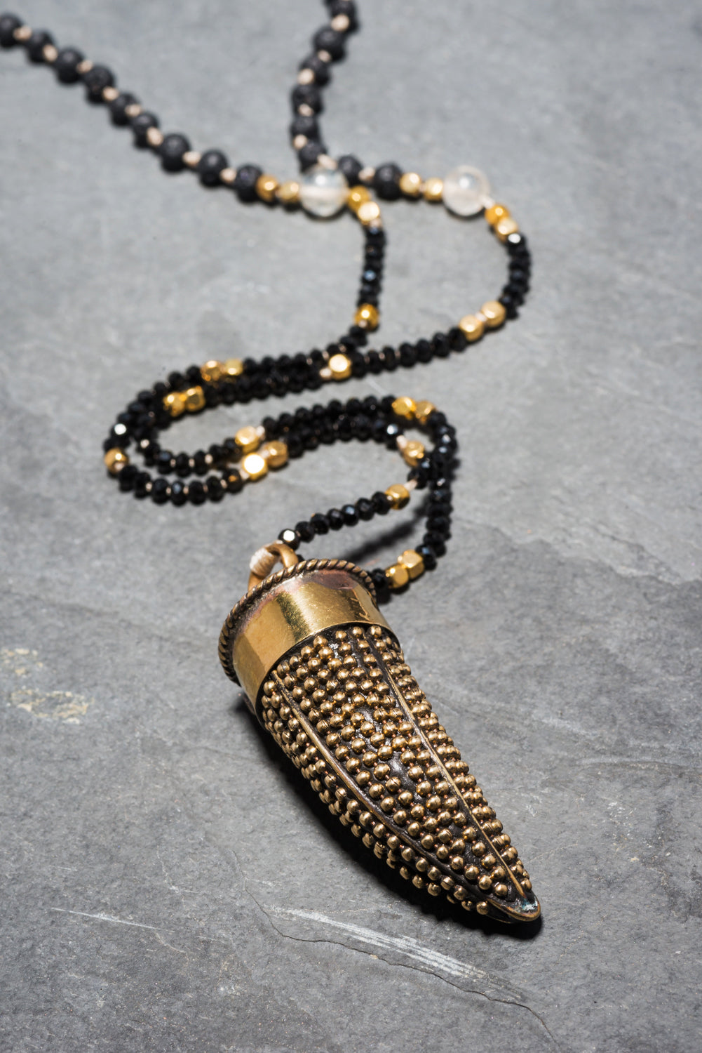 FINE CHLOE STUDDED TUSK PENDANT