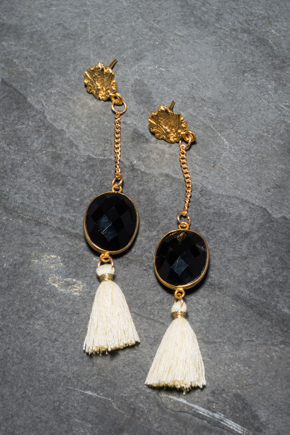 NOCTURNAL SEMI PRECIOUS TASSEL EARRINGS