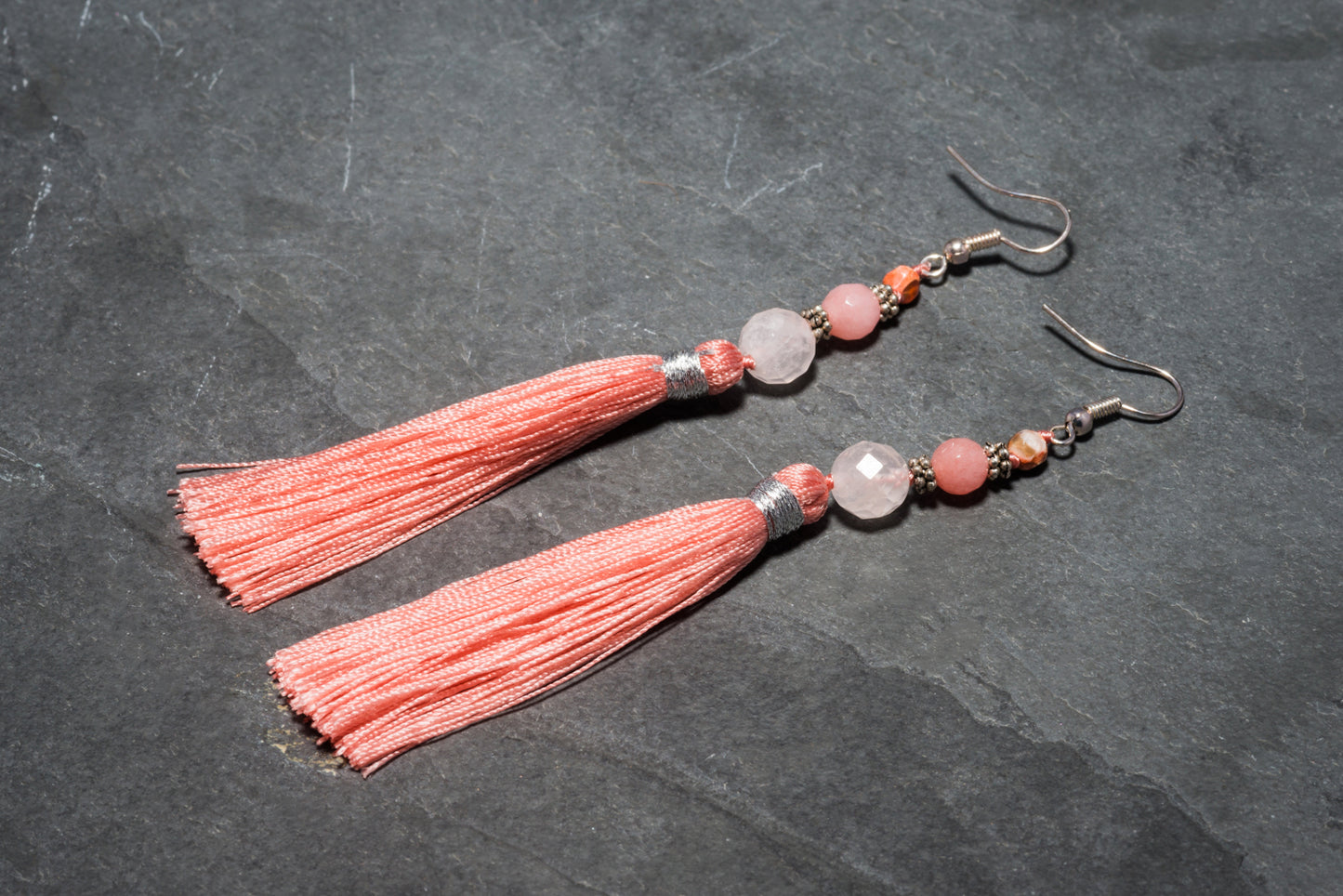 HIMALAYAN PINK SALT TASSEL EARRING
