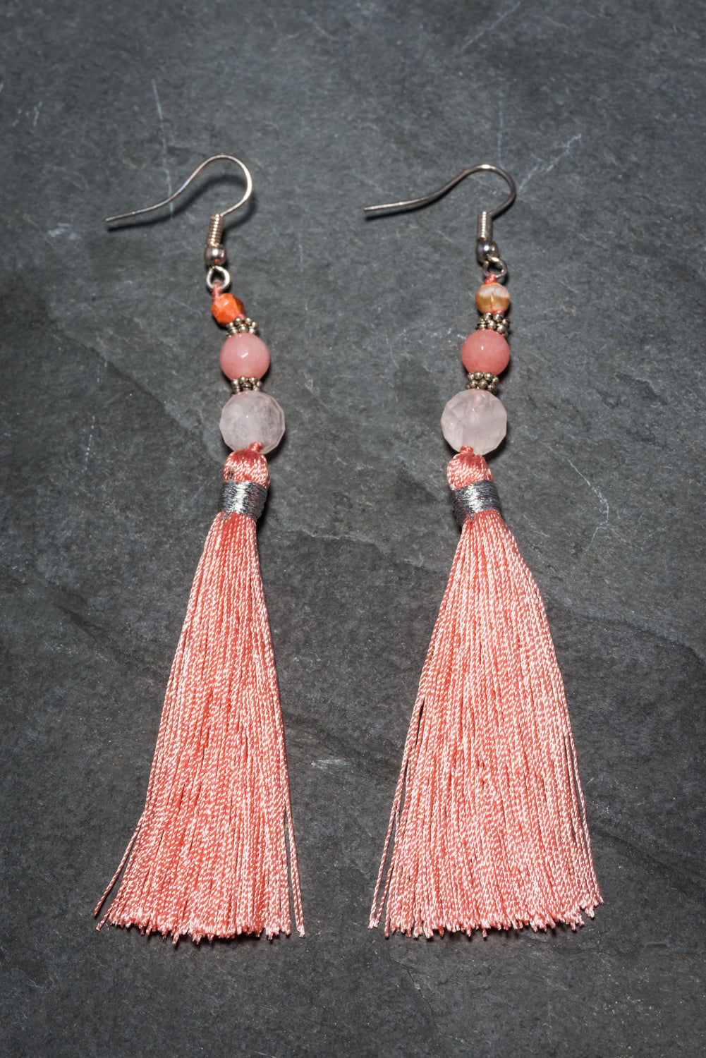 HIMALAYAN PINK SALT TASSEL EARRING
