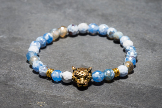 DENIM AGATE LEOPARD BRACELET