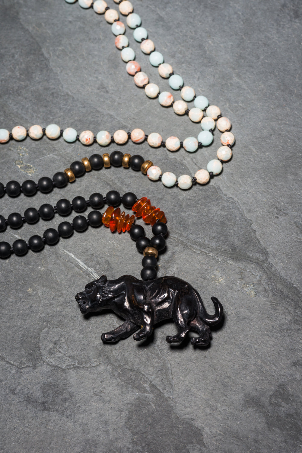 PANTHER AMBER AMULET NECKLACE
