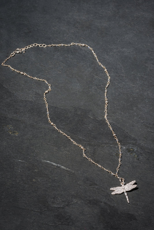 LABRADORITE DRAGONFLY SILVER