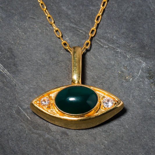 LARGE EYE PENDANT GOLD 41cm