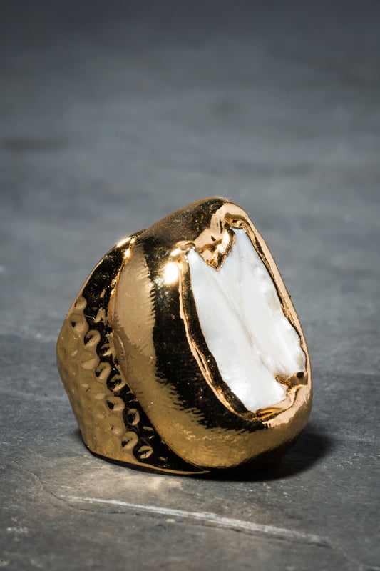 GOLD PLATED PEARL RING