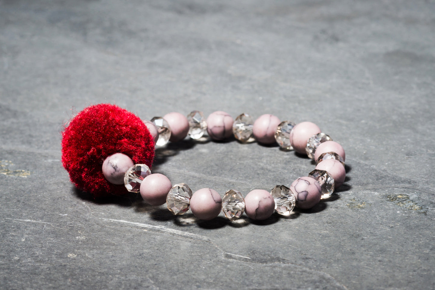 GRANITE BORDEAUX POM POM BRACELET