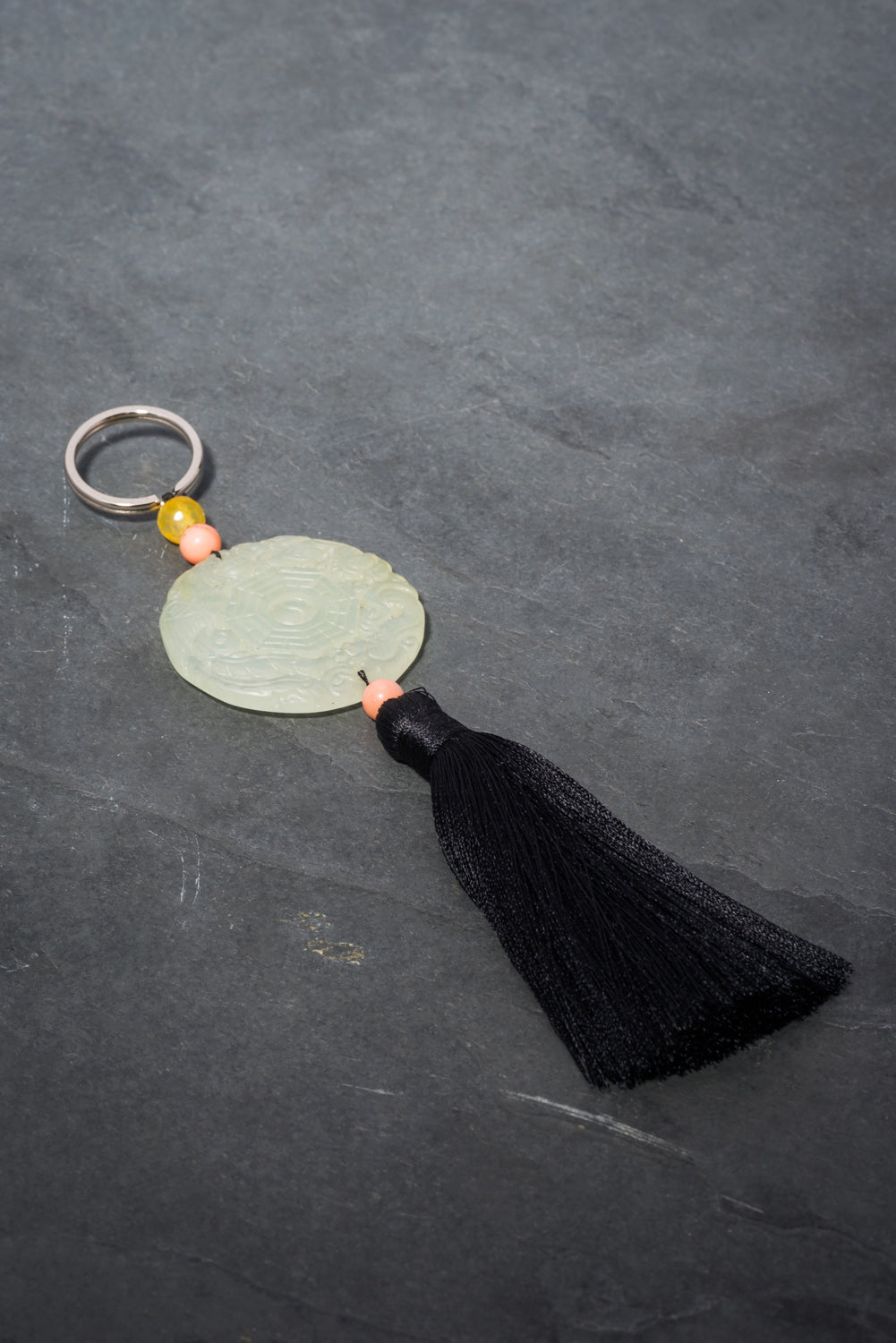 JADE BLACK SILK TASSEL BAG CHARM