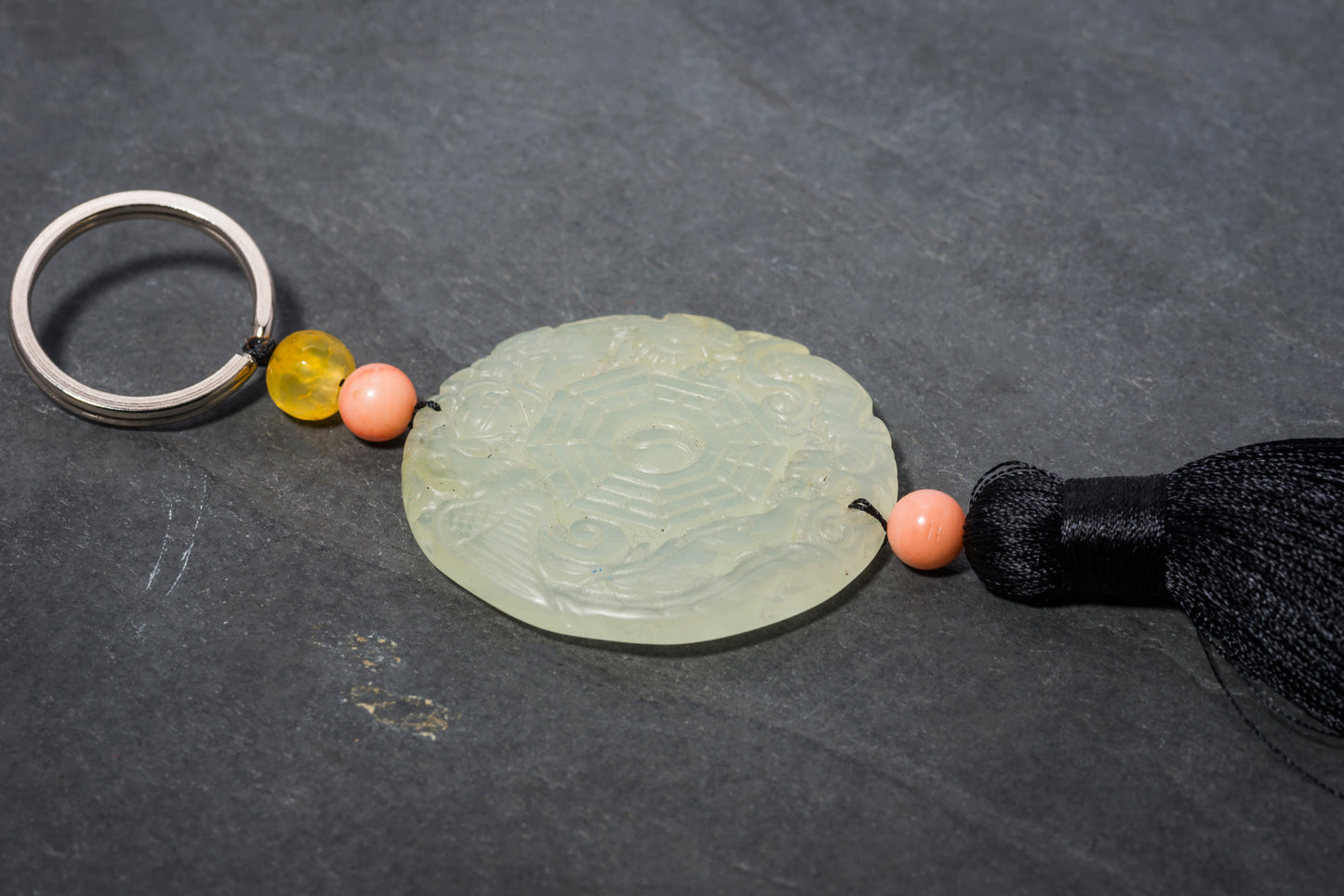 JADE BLACK SILK TASSEL BAG CHARM