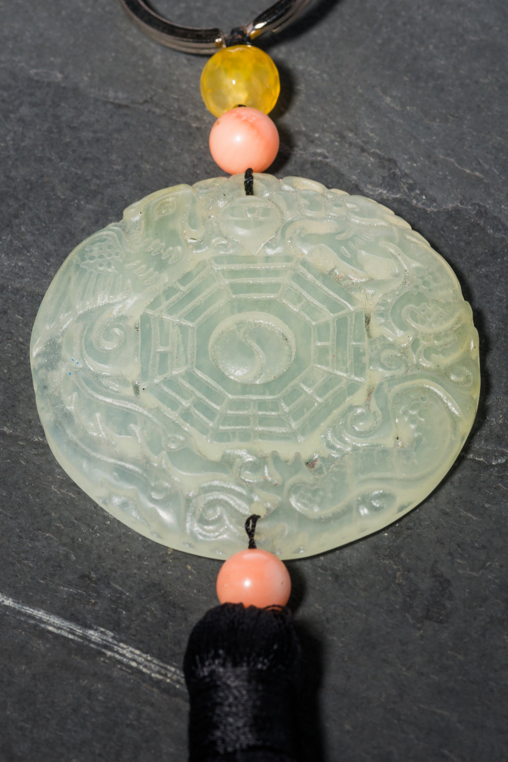 JADE BLACK SILK TASSEL BAG CHARM