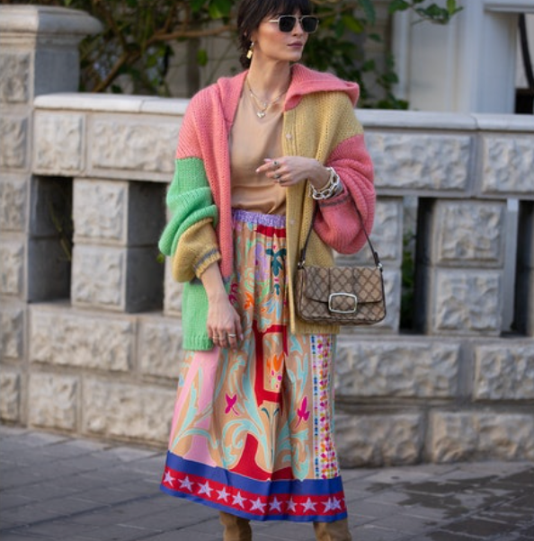 JOY PRINTED MIDI SKIRT IN BLOOMING