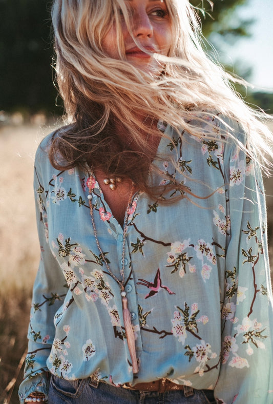 KYOTO LOUNGE SHIRT IN CHINA BLUE