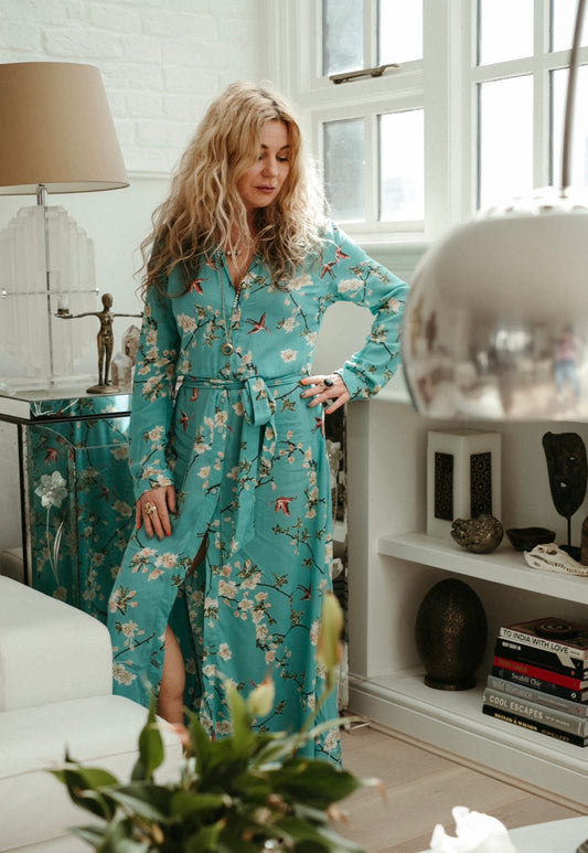 KYOTO CHEMISE DRESS TURQUOISE