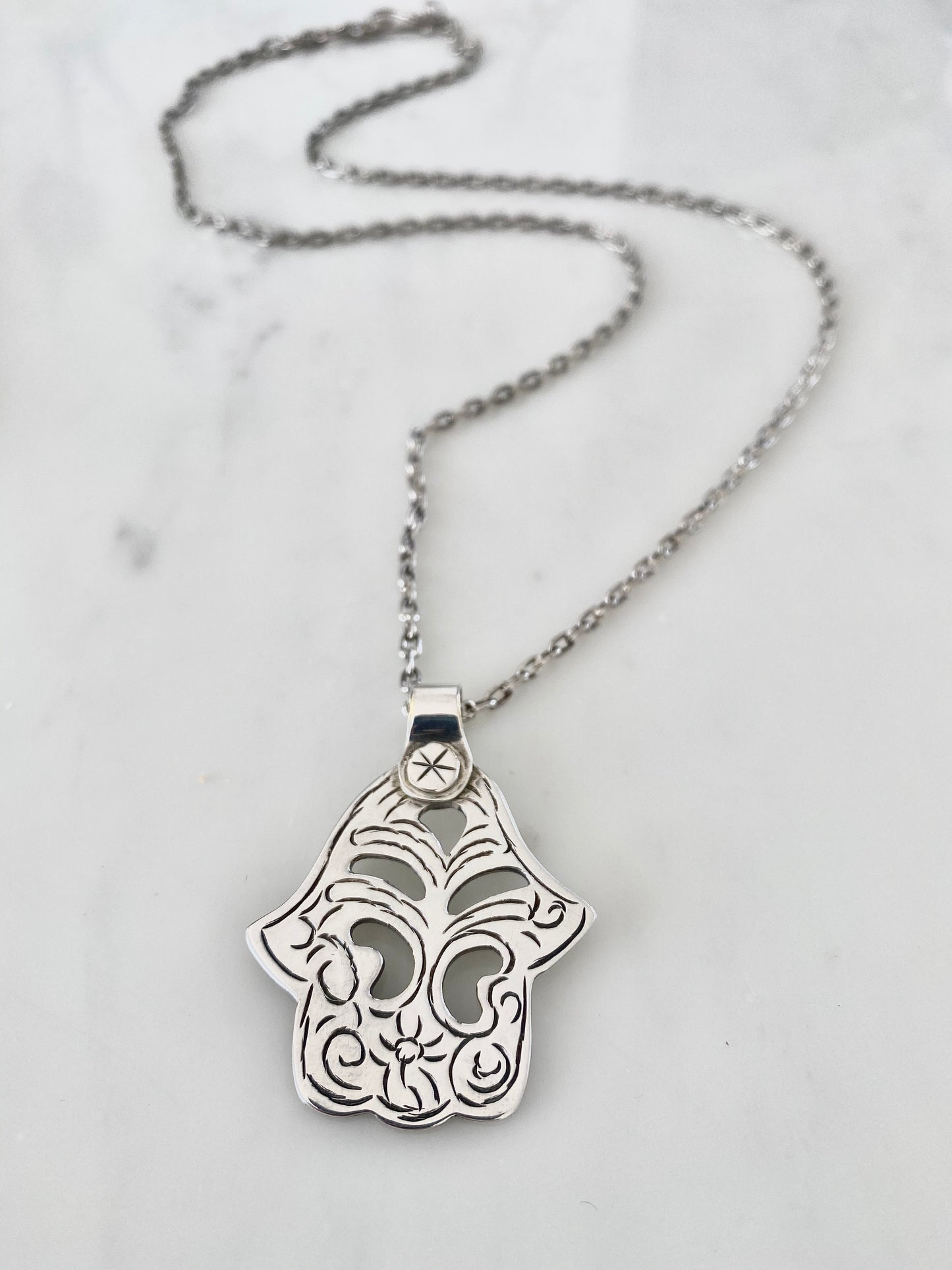 SOLID SILVER BERBERE HAMSA PENDANT