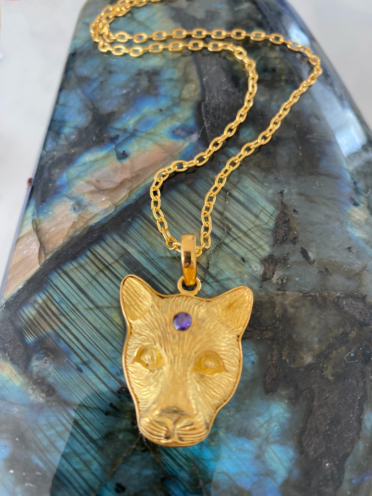 GOLDEN PANTHER PENDANT ON LONG CHAIN (Can be doubled)