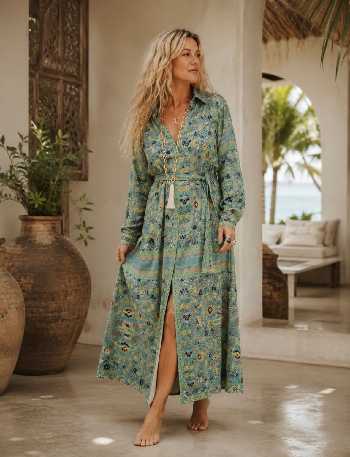 CALIFORNIA CHEMISE DRESS IN MERMAID