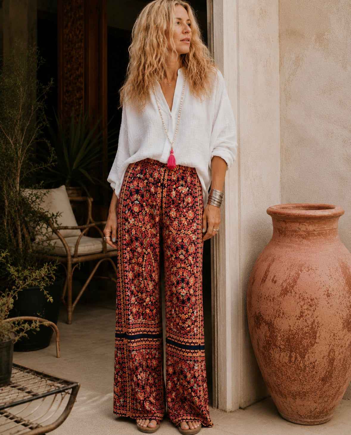 CALIFORNIA WIDE LEG LOUNGE PANTS IN GYPSY SOUL (SHOWN WITH LOUNGE SHIRT)