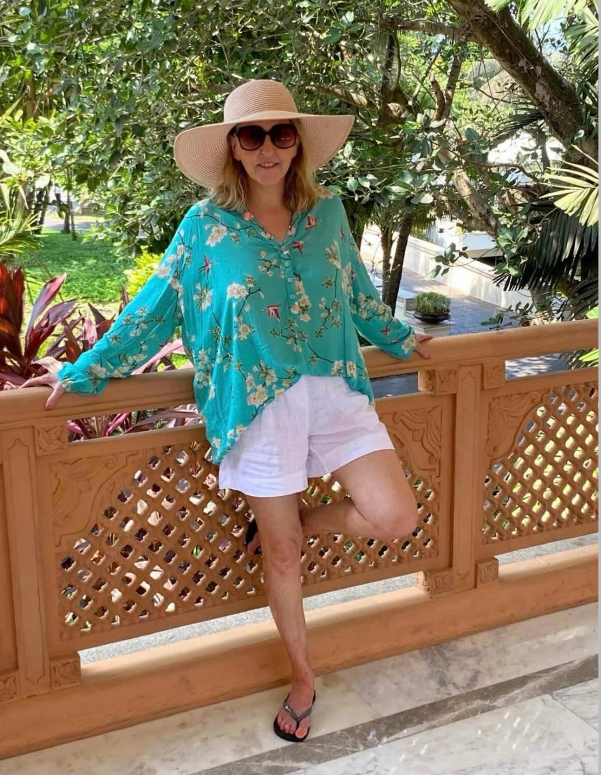 KYOTO LOUNGE SHIRT IN TURQUOISE