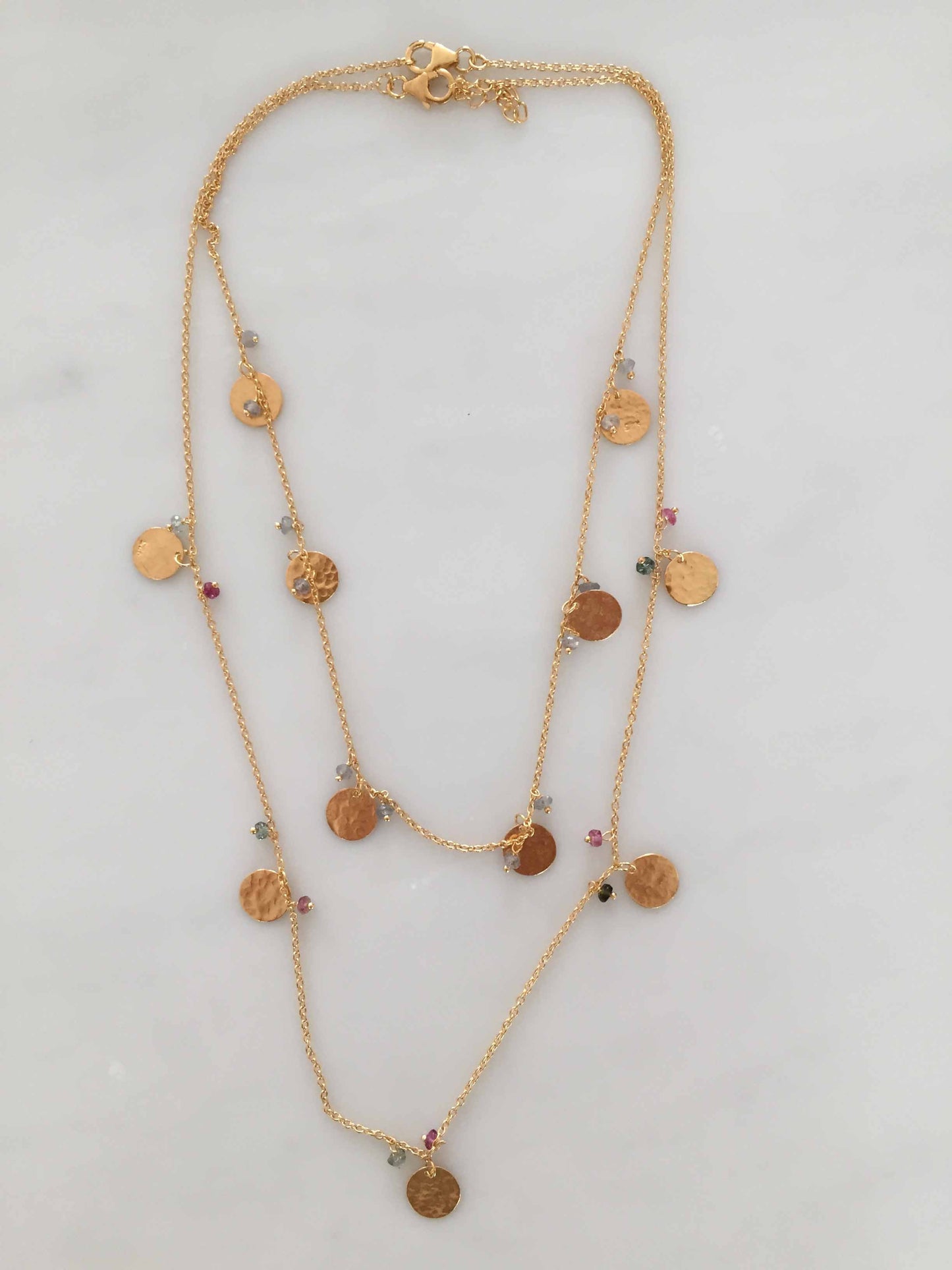 TOURMALINE FIVE DISC NECKLACE GOLD