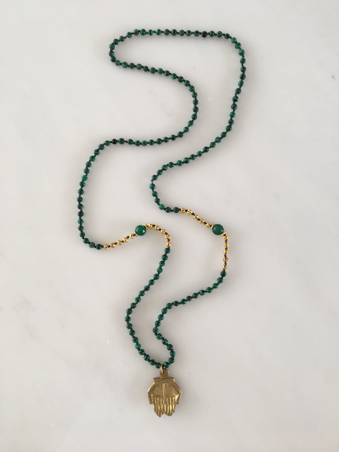 MALACHITE PRAYER HANDS PENDANT