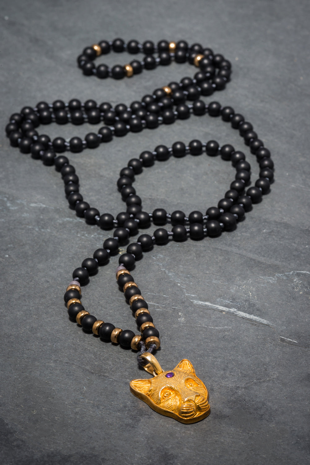 GOLDEN PANTHER BLACK ONYX NECKLACE