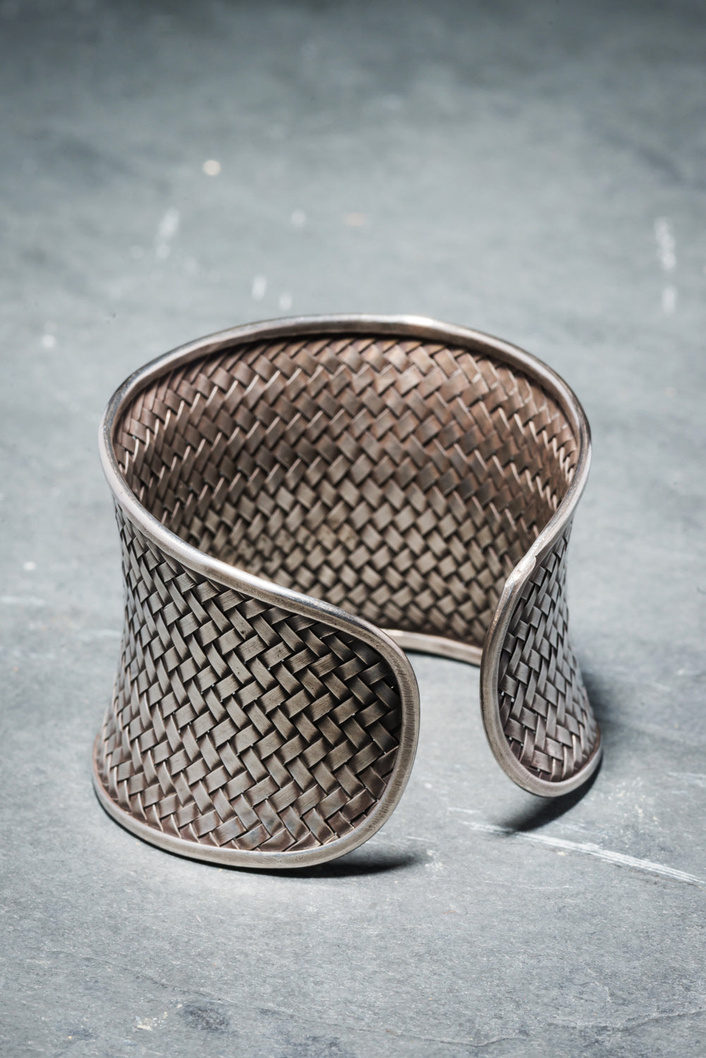 Woven top sterling cuff