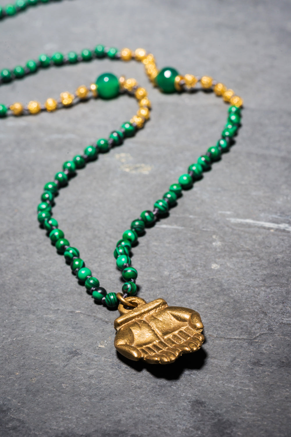 MALACHITE PRAYER HANDS PENDANT